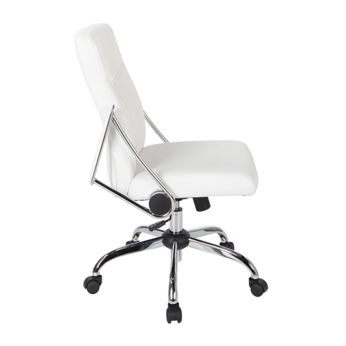 Faux Leather Chair in White with Chrome Base