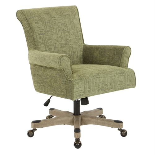 OSP HOME FURNISHINGS  Megan Office Chair In Olive Fabric With Grey Wash Wood In Green