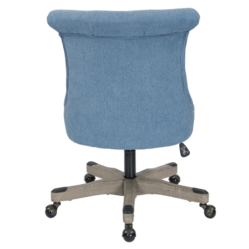 Hannah Tufted Office Chair in Sky Blue Fabric with Grey Wood Base