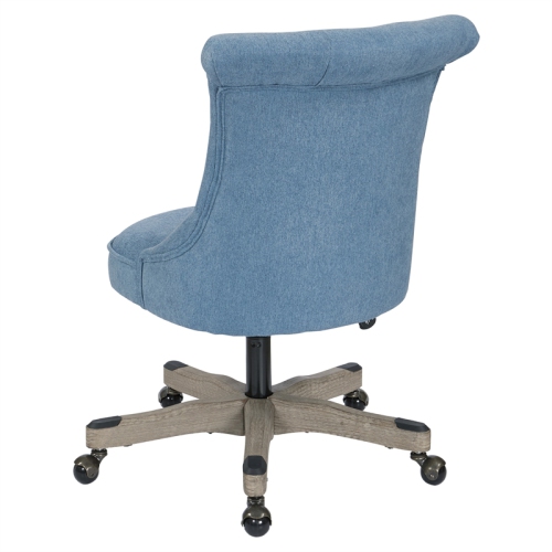 Hannah Tufted Office Chair in Sky Blue Fabric with Grey Wood Base