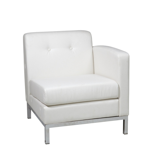 OSP HOME FURNISHINGS  Wallstreet Chair Right Arm Facing In Faux Leather In White