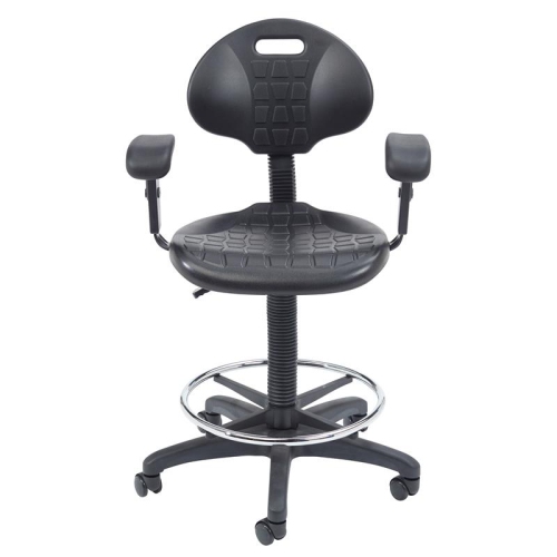 NPS 6700 Series 22-32" Modern Polyurethane Task Chair with Arms in Black