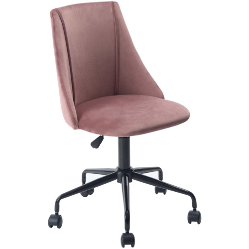 FURNITURER  Cian Swivel Seat Modern Velvet Upholstered Task Chair In Rose In Pink