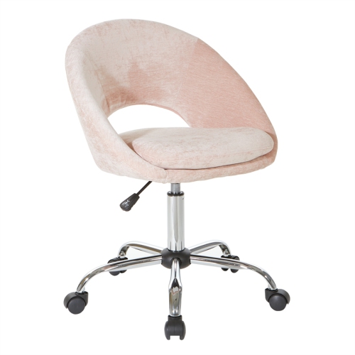 OSP HOME FURNISHINGS  Milo Height Adjustable Home Office Chair In Micro-Fiber Blush Velvet In Pink
