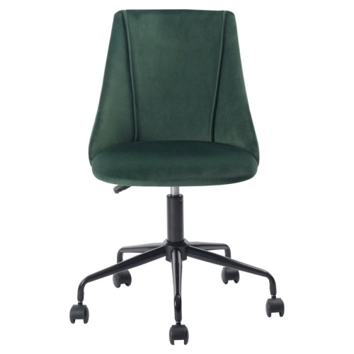 FURNITURER  Modern Velvet Upholstered Adjustable Swivel Task Chair In In Green