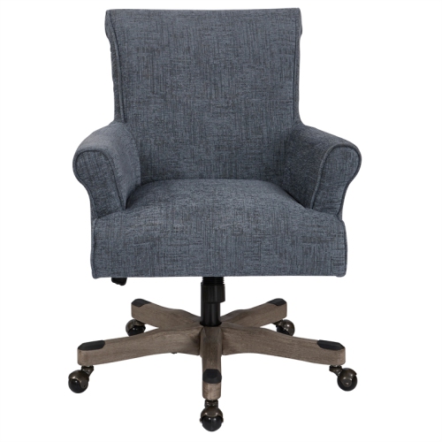 Megan Office Chair in Navy Fabric with Grey Wash Wood