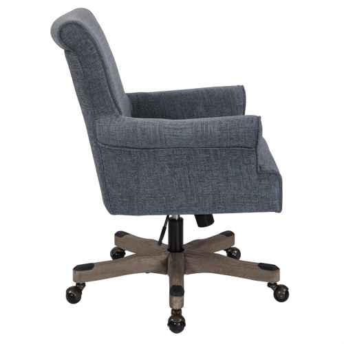Megan Office Chair in Navy Fabric with Grey Wash Wood