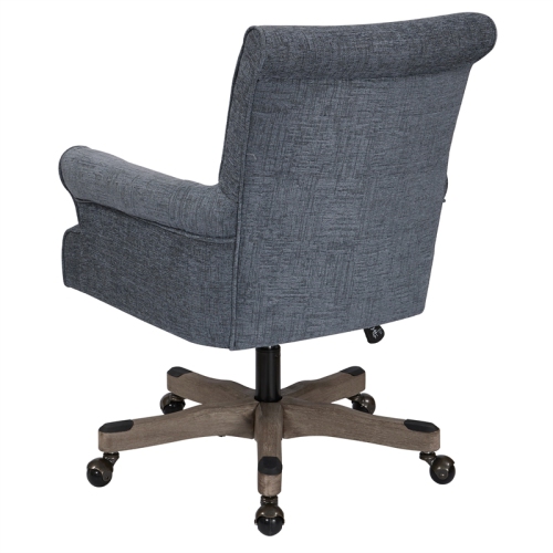 Megan Office Chair in Navy Fabric with Grey Wash Wood