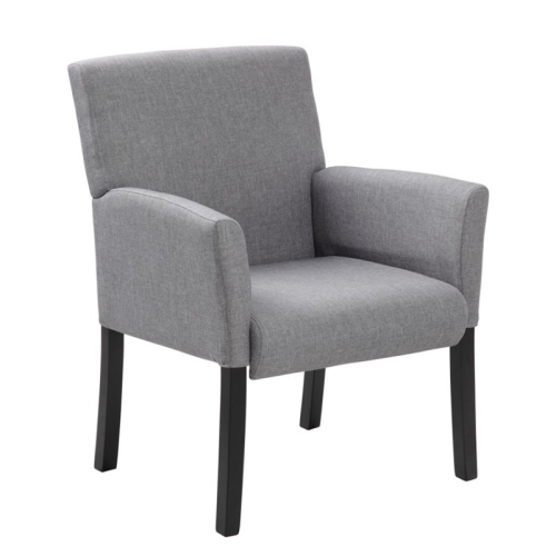 Natural Greige Contemporary Fabric Upholstered Guest Chair in Gray/Black