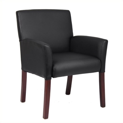 (Set of 4) Office Guest Chair in Black and Mahogany