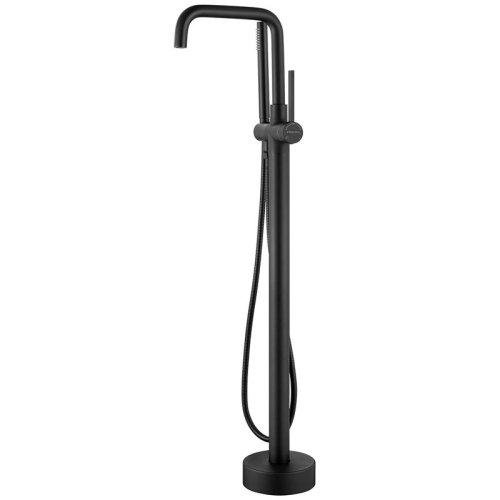Vinnova Delara Freestanding Chrome Tub Faucet with Hand Shower in Black