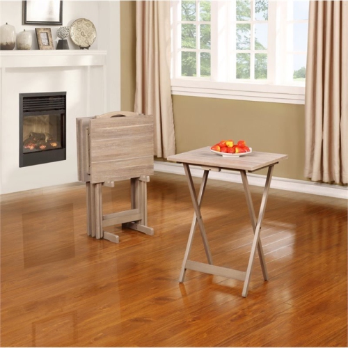 Atlin Designs 5 Piece Folding Tray Table Set in Gray Wash