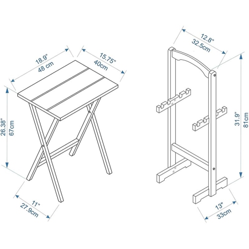 Atlin Designs 5 Piece Folding Tray Table Set in Gray Wash