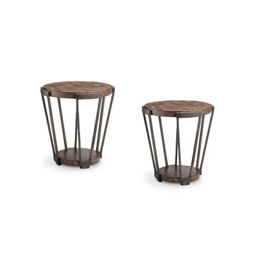 HOME SQUARE (Set Of 2) Round End Table In Bourbon And Aged Iron