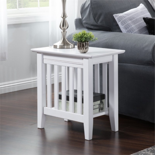 Leo & Lacey 14" Solid hardwood End Table in White