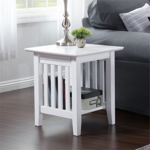 Leo & Lacey 20" Solid hardwood End Table in White