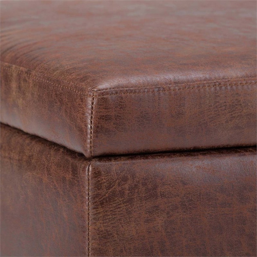 Atlin Designs Faux Leather Storage Coffee Table Ottoman in Saddle