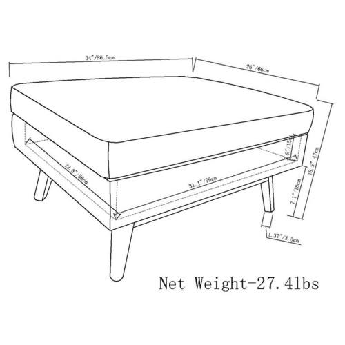 Atlin Designs Faux Leather Storage Coffee Table Ottoman in Saddle