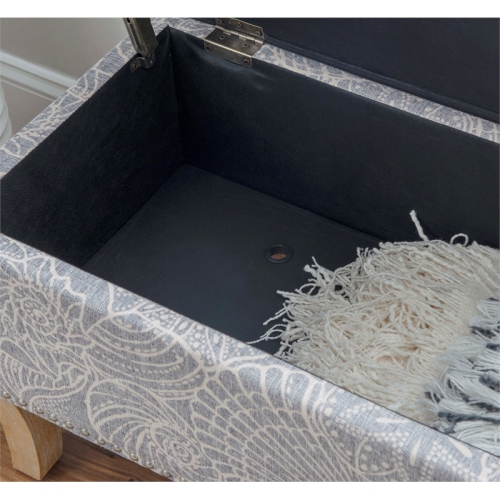 Riverbay Furniture Wood Upholstered Storage Ottoman in Stone Gray