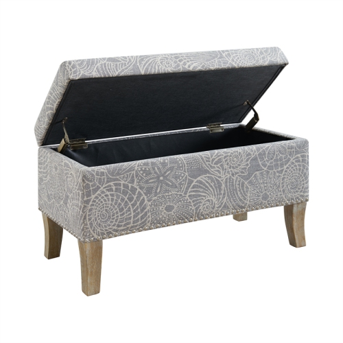 Riverbay Furniture Wood Upholstered Storage Ottoman in Stone Gray