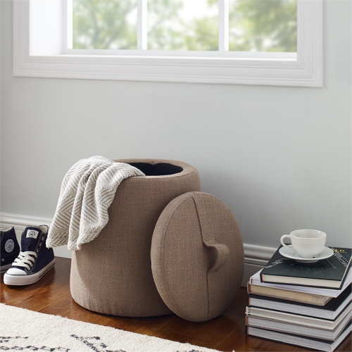 Riverbay Furniture Upholstered Fabric Storage Ottoman in Gray