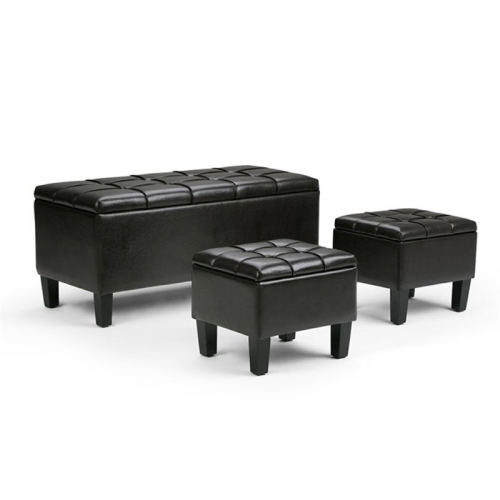 Atlin Designs Faux Leather 3 Piece Storage Ottoman in Brown
