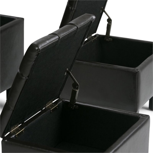 Atlin Designs Faux Leather 3 Piece Storage Ottoman in Brown