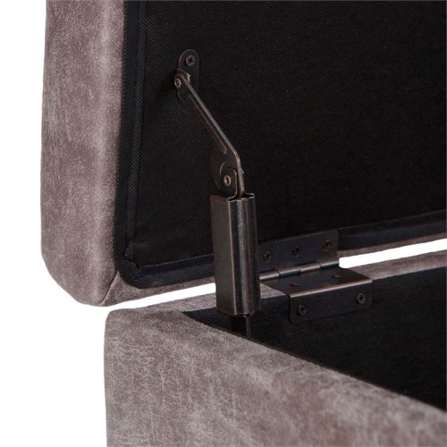 Maklaine Faux Leather Storage Coffee Table Ottoman in Taupe