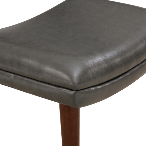 Waneta Chair and Ottoman in Pewter Gray Faux Leather with Medium Espresso Legs