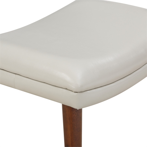 Waneta Chair and Ottoman in Cream Faux Leather with Medium Espresso Legs