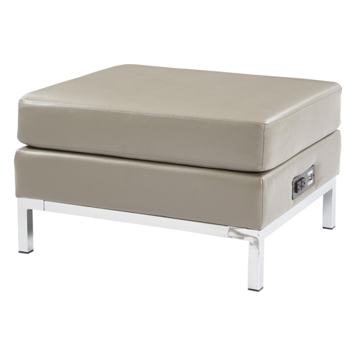 Wallstreet Ottoman Modular Component with Chrome Base in Smoke Gray Faux Leather