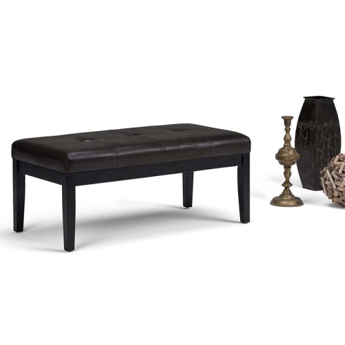 Atlin Designs Faux Leather Tufted Ottoman Bench in Black