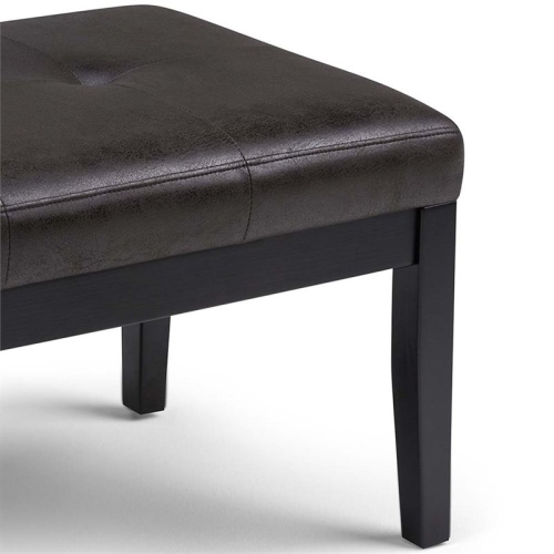 Atlin Designs Faux Leather Tufted Ottoman Bench in Black