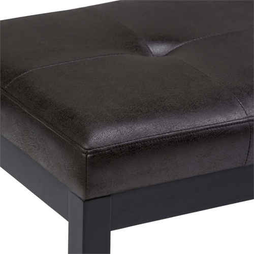 Atlin Designs Faux Leather Tufted Ottoman Bench in Black