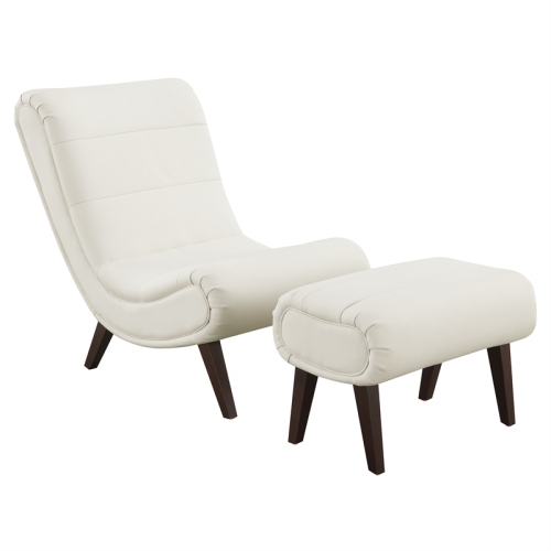 OSP HOME FURNISHINGS Hawkins Lounger With Ottoman In White Faux Leather