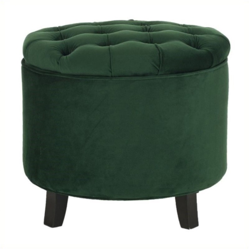 HAWTHORNE  Collection Oak Tufted Storage Ottoman In Green