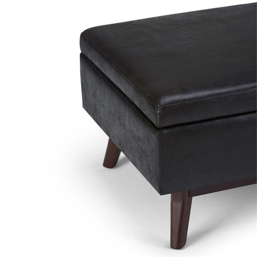 Atlin Designs Faux Leather Storage Coffee Table Ottoman in Black