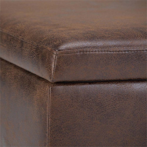 Atlin Designs Mid-Century Faux Leather Coffee Table Ottoman in Brown