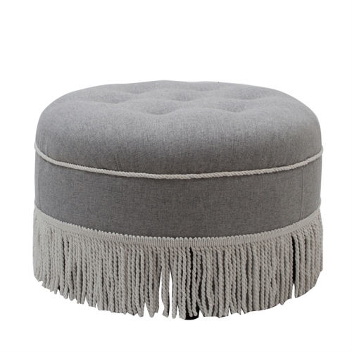 Yolanda Tufted Decorative Round Ottoman Light Grey