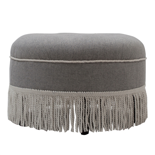 Yolanda Tufted Decorative Round Ottoman Light Grey
