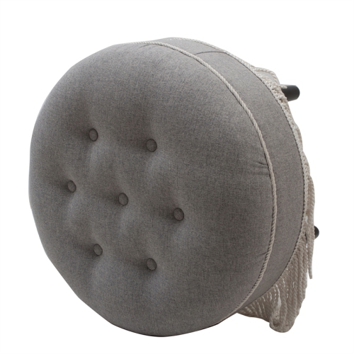 Yolanda Tufted Decorative Round Ottoman Light Grey