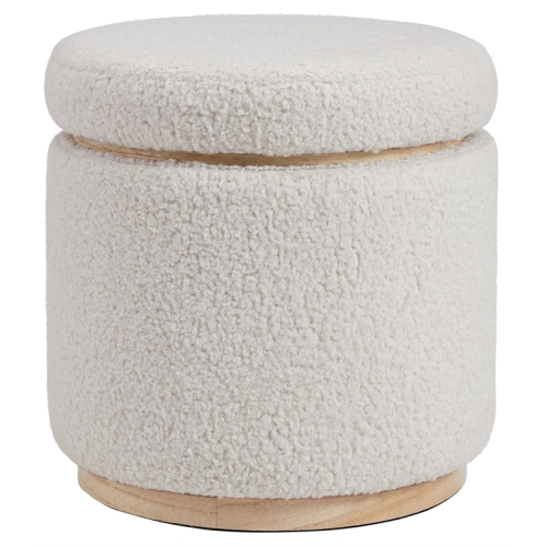 Riverbay Furniture Wood Upholstered Storage Ottoman in Natural