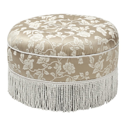 JENNIFER TAYLOR HOME Yolanda Tufted Decorative Round Ottoman Neutral