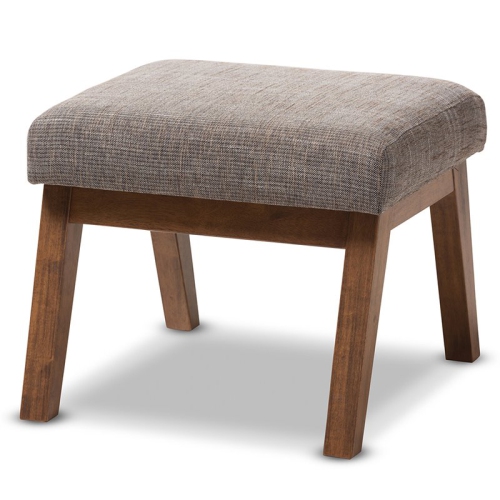 BAXTON STUDIO  Aberdeen Upholstered Ottoman In Gravel And Walnut In Gray