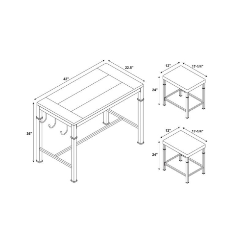 Riverbay Furniture 3 Piece Pub Set in Black