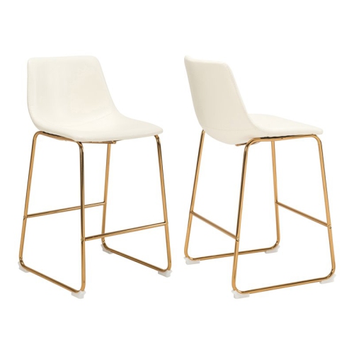 Plata Import Milana Disha 25.5" Faux Leather Counter Stools in White