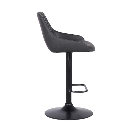Hawthorne Collections Adjustable Faux Leather Tufted Bar Stool in Black and Gray