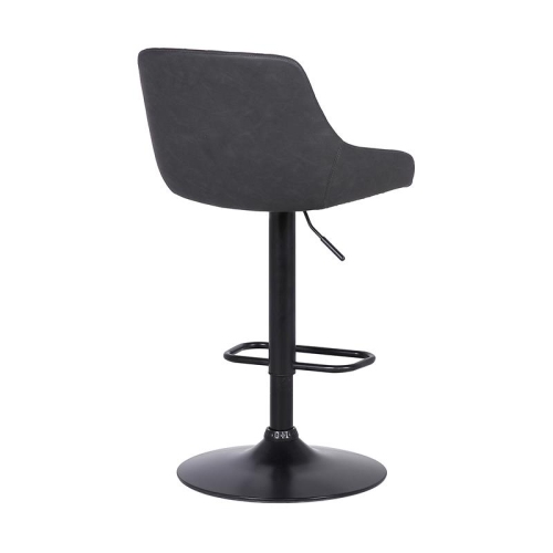 Hawthorne Collections Adjustable Faux Leather Tufted Bar Stool in Black and Gray