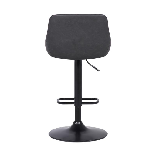 Hawthorne Collections Adjustable Faux Leather Tufted Bar Stool in Black and Gray