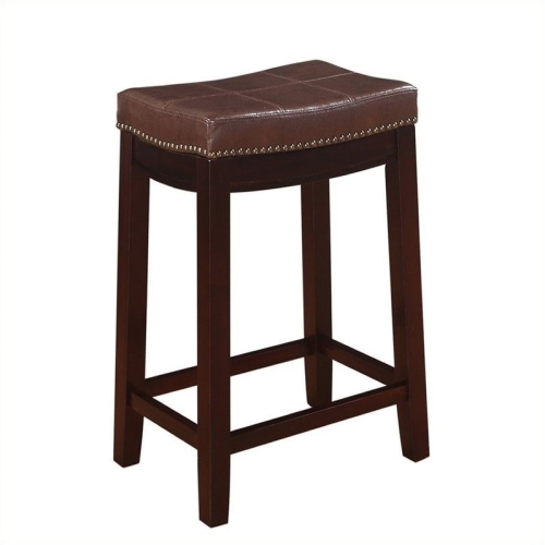 RIVERBAY FURNITURE  26" Transitional Wood/faux Leather Counter Stool In In Brown